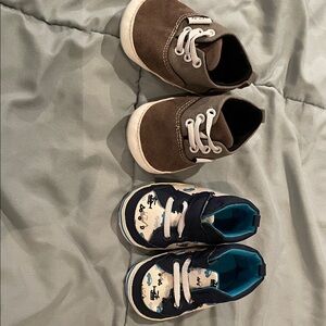 Brown and Blue Baby Shoes Lot: 0-3M/0-6M